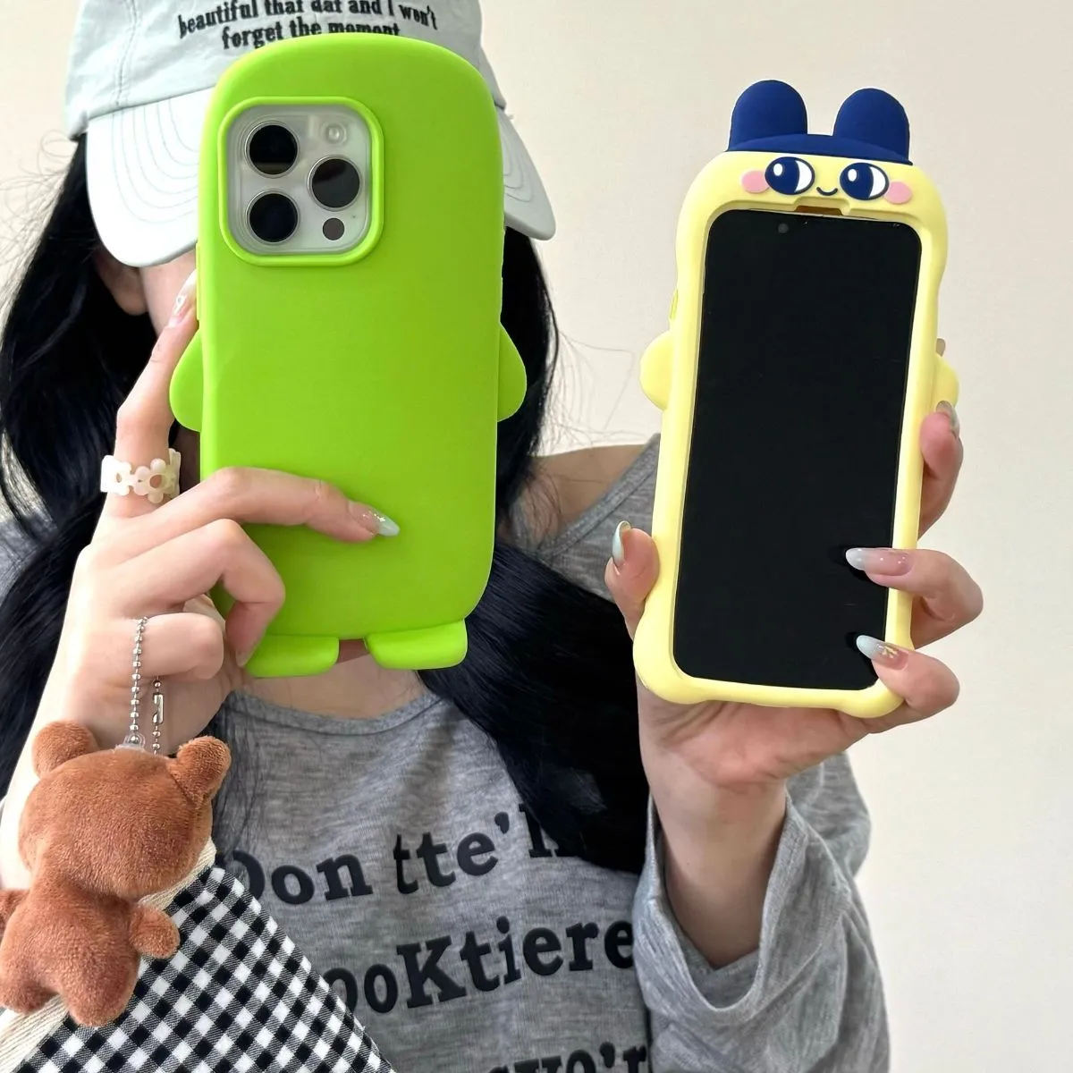 Tamagotchi Standing Mametchi & Kuchipatchi Case for iPhone 17, Compatible with iPhone 16/15/13/14 Pro Max, Cute Anime Bumper Cover with Kickstand